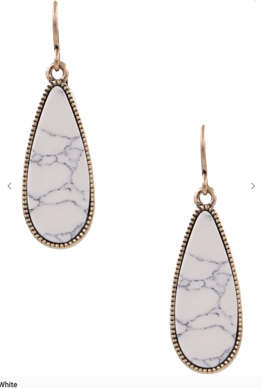 Metal & Faux Stone Teardrop Earrings *Final Sale*