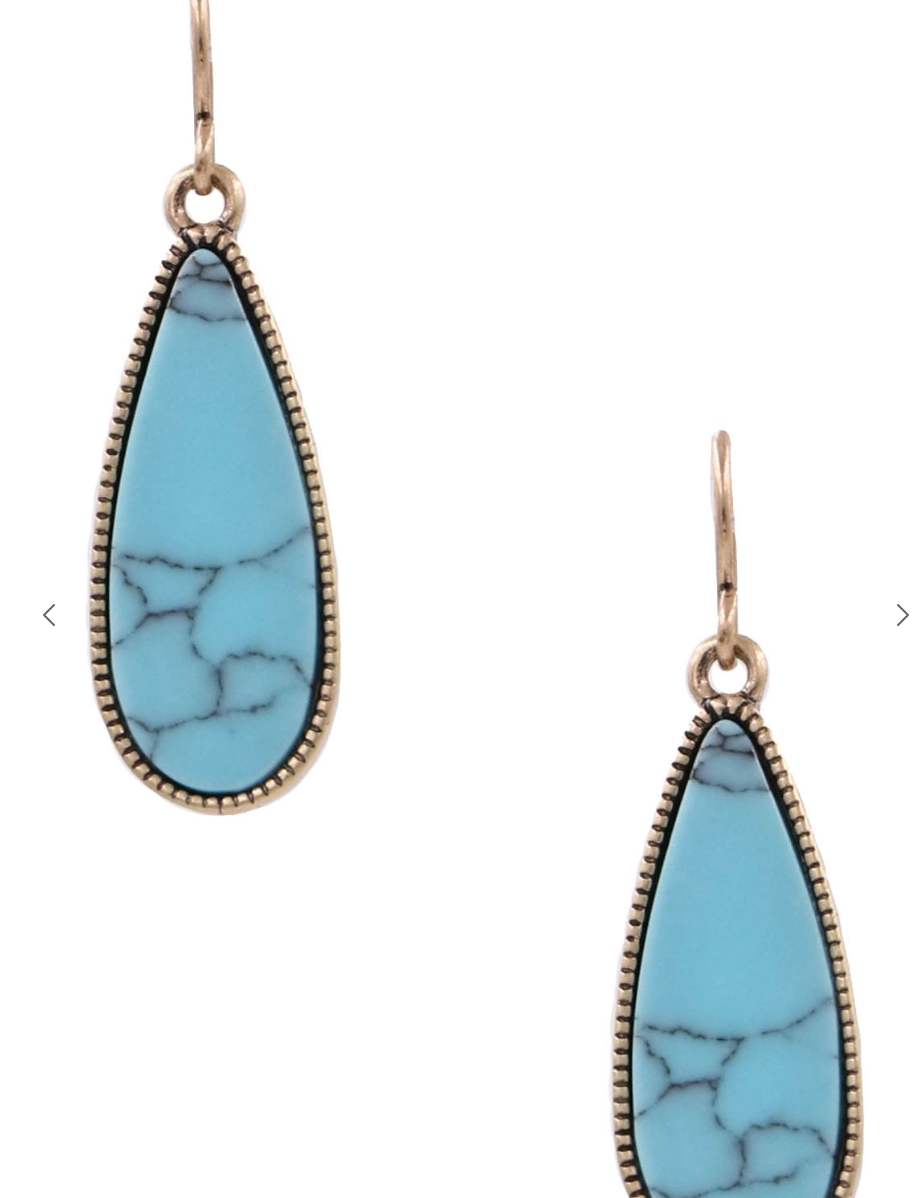 Metal & Faux Stone Teardrop Earrings *Final Sale*