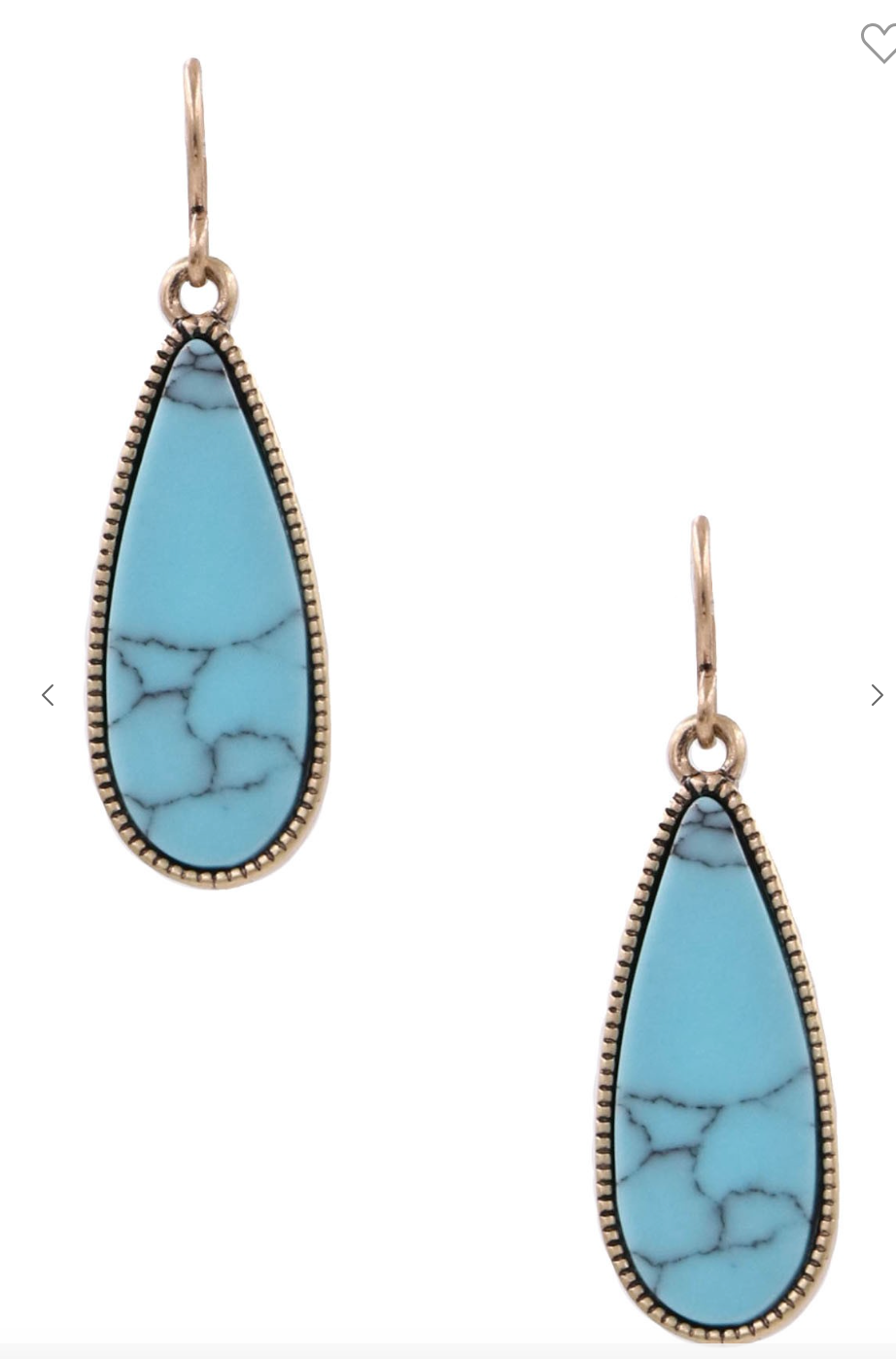 Metal & Faux Stone Teardrop Earrings *Final Sale*