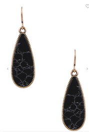 Metal & Faux Stone Teardrop Earrings *Final Sale*