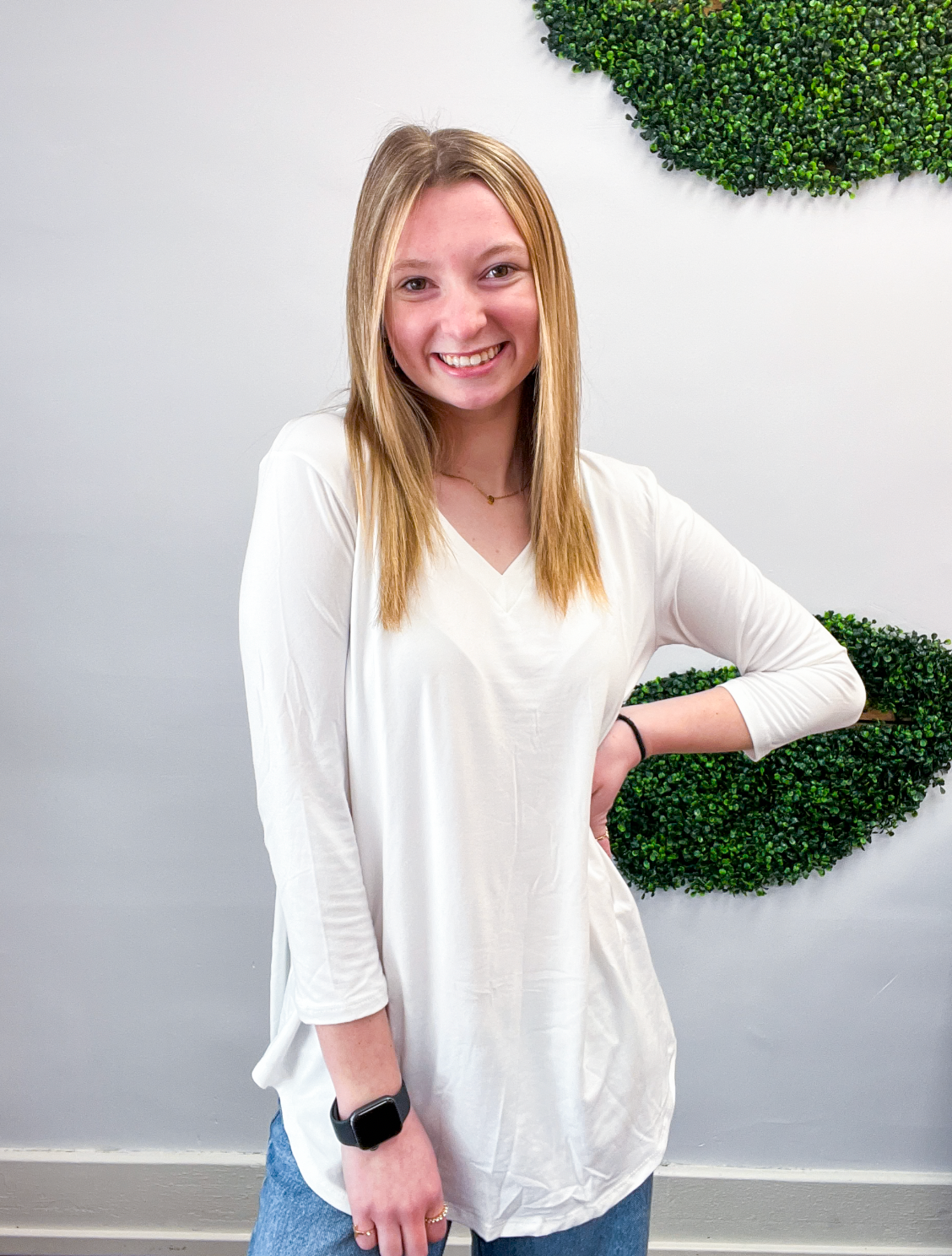 Essential Butter Soft V Neck Long Sleeve Top - Ivory *FINAL SALE*