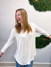 Essential Butter Soft V Neck Long Sleeve Top - Ivory *FINAL SALE*