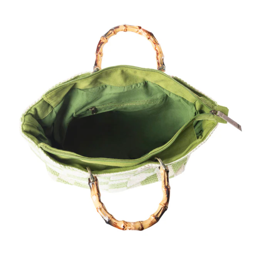 Myra | Classic Cottage Checker Tote Bag In Green *FINAL SALE*