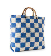 Myra | Classic Cottage Checker Tote Bag In Blue *FINAL SALE*