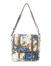 Myra | Mesa Morning Glories Messenger Bag In Blue and Off White *FINAL SALE*
