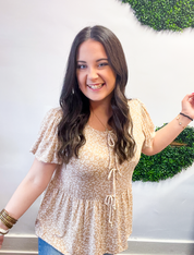 Ditzy Delight Tie Top in Taupe