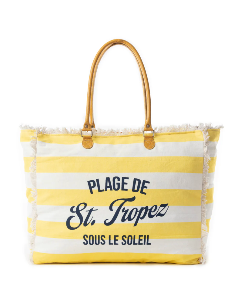Myra | Saint Tropez Weekender Bag In Yellow & White  *FINAL SALE*