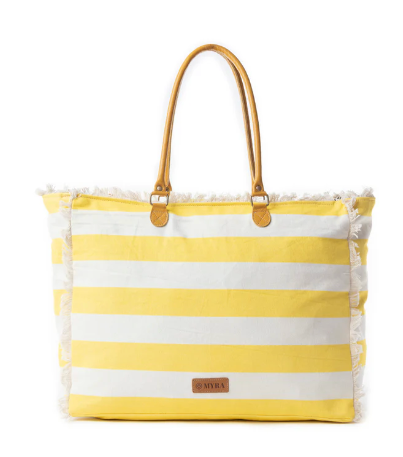 Myra | Saint Tropez Weekender Bag In Yellow & White  *FINAL SALE*