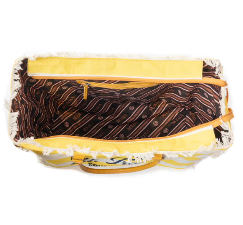 Myra | Saint Tropez Weekender Bag In Yellow & White  *FINAL SALE*