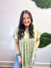 Spring Meadow Blooms Top in Sage