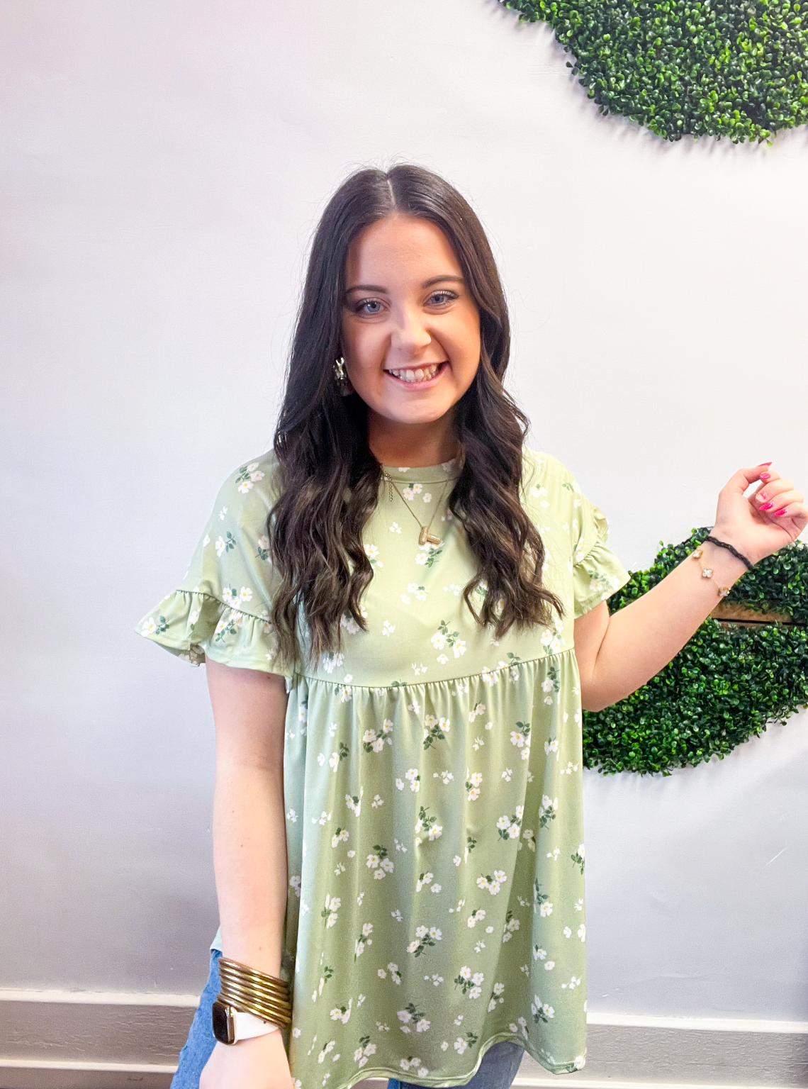 Spring Meadow Blooms Top in Sage