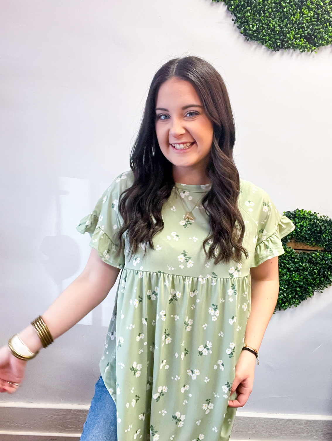 Spring Meadow Blooms Top in Sage