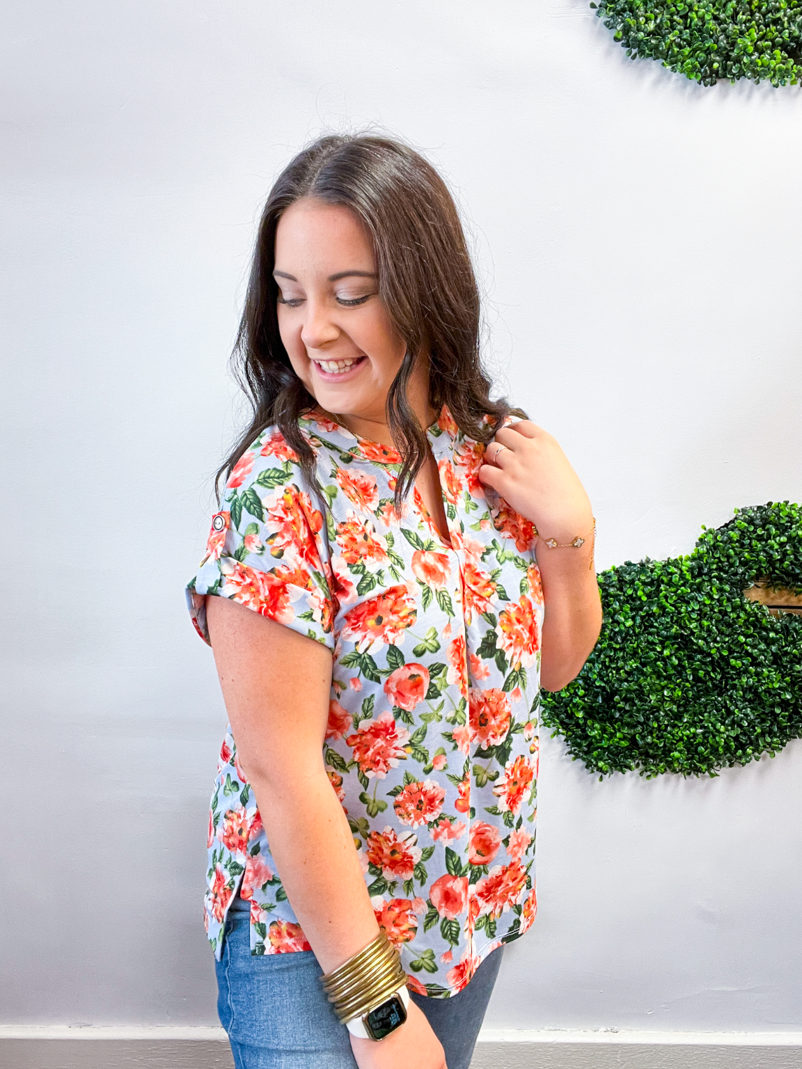 Blue Skies & Blossoms Dear Scarlett Short Sleeve Lizzy Top