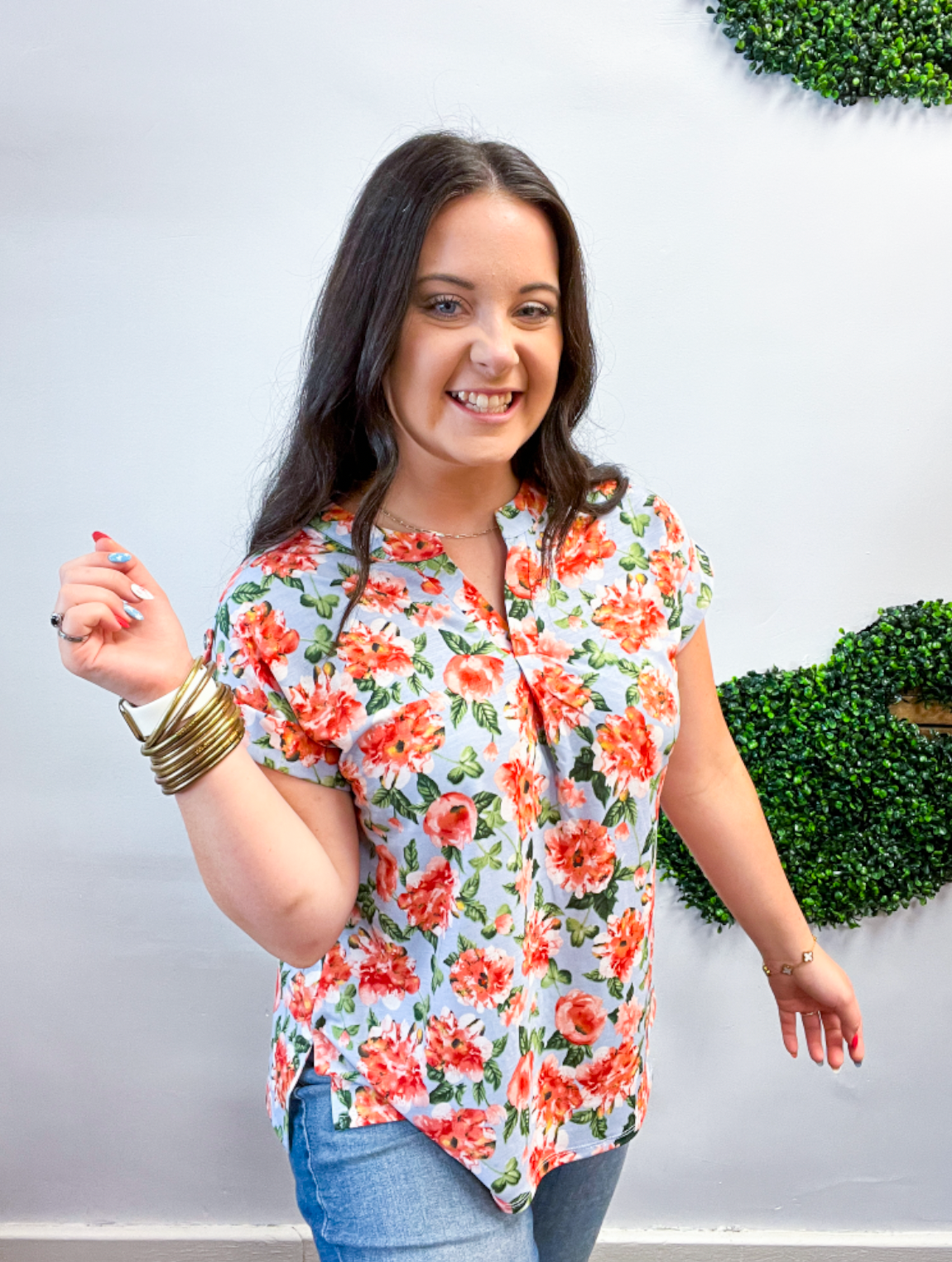 Blue Skies & Blossoms Dear Scarlett Short Sleeve Lizzy Top
