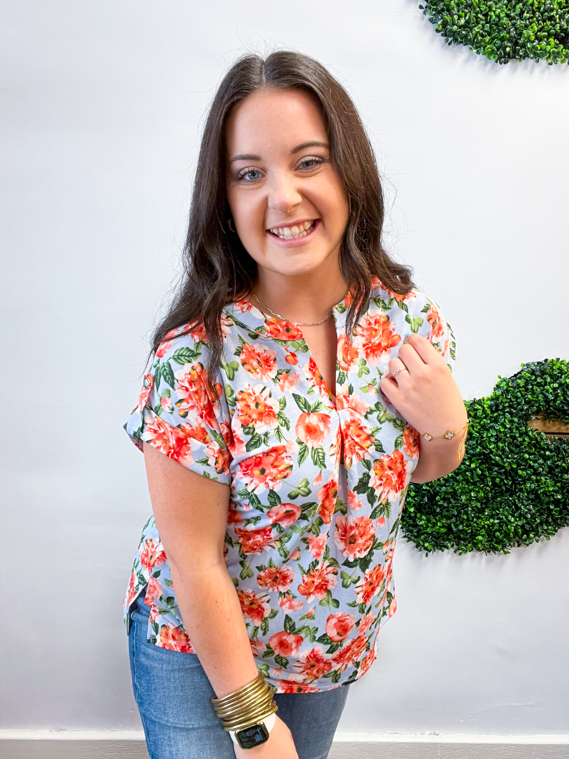 Blue Skies & Blossoms Dear Scarlett Short Sleeve Lizzy Top