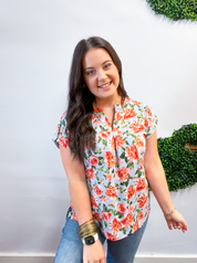 Blue Skies & Blossoms Dear Scarlett Short Sleeve Lizzy Top