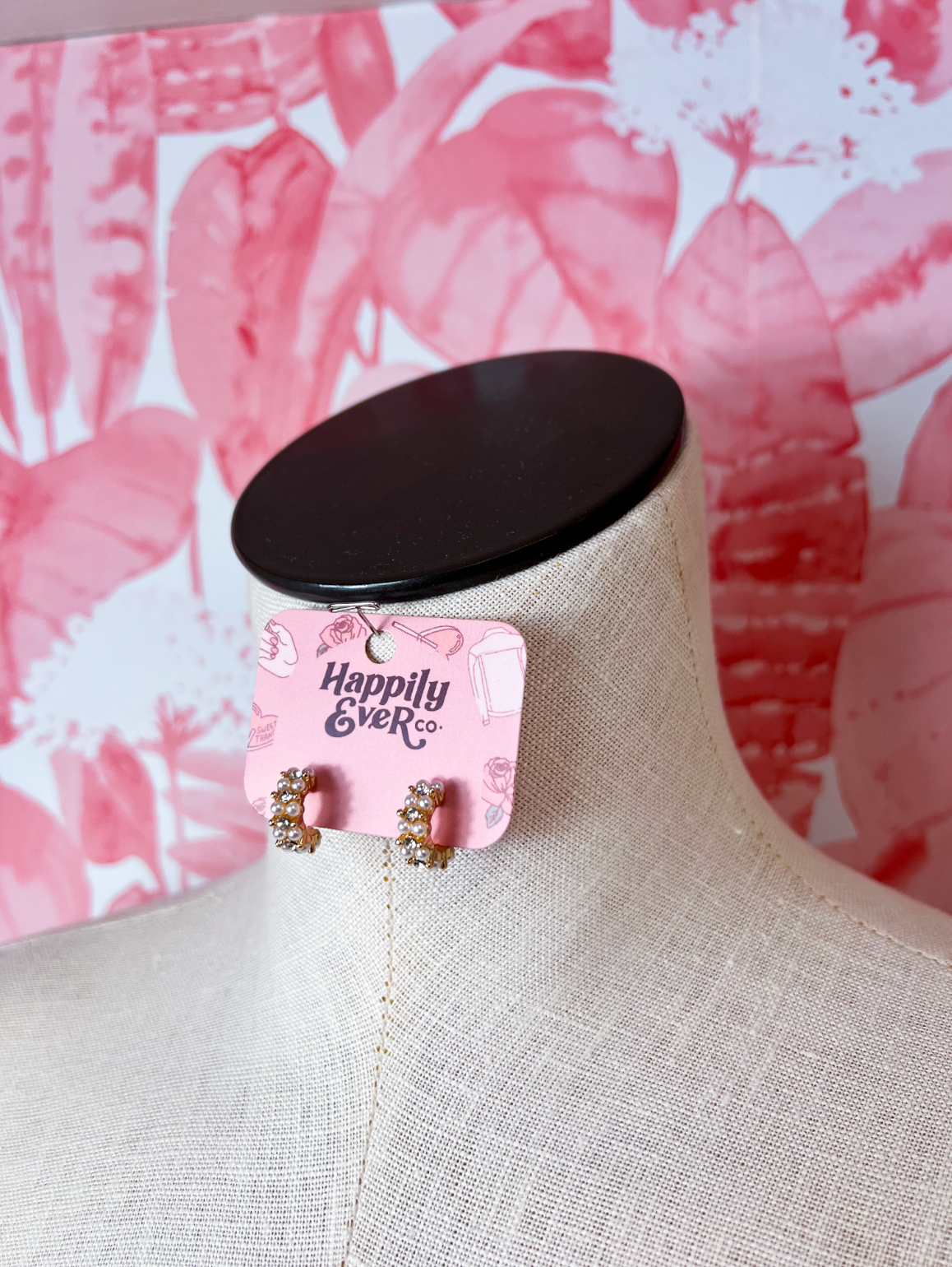 Pearl & Rhinestone Huggie Hoop Earrings *Final Sale*