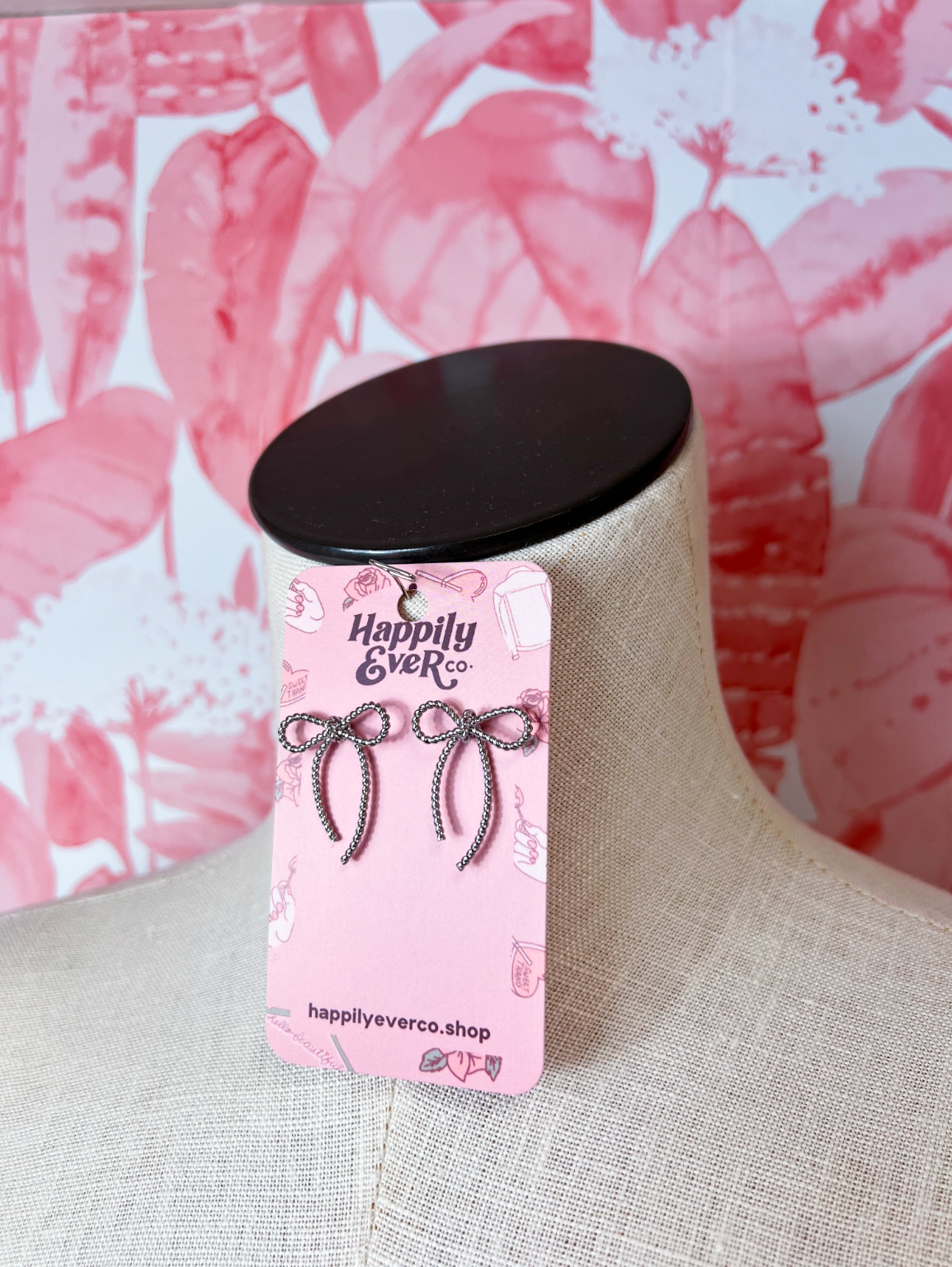 Rope Bow Stud Earrings - Silver *Final Sale*