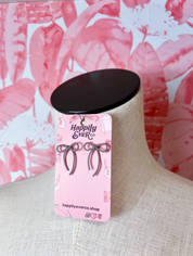 Rope Bow Stud Earrings - Silver *Final Sale*