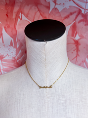 Stainless Steel Waterproof Tarnish Proof Mama Script Necklace  - Gold *Final Sale*