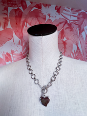 Notable Hammered Heart Front Toggle Necklace - Silver *Final Sale*
