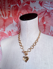 Notable Hammered Heart Front Toggle Necklace - Gold *Final Sale*