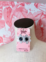 Stone Flower Statement Earrings - Silver *Final Sale*