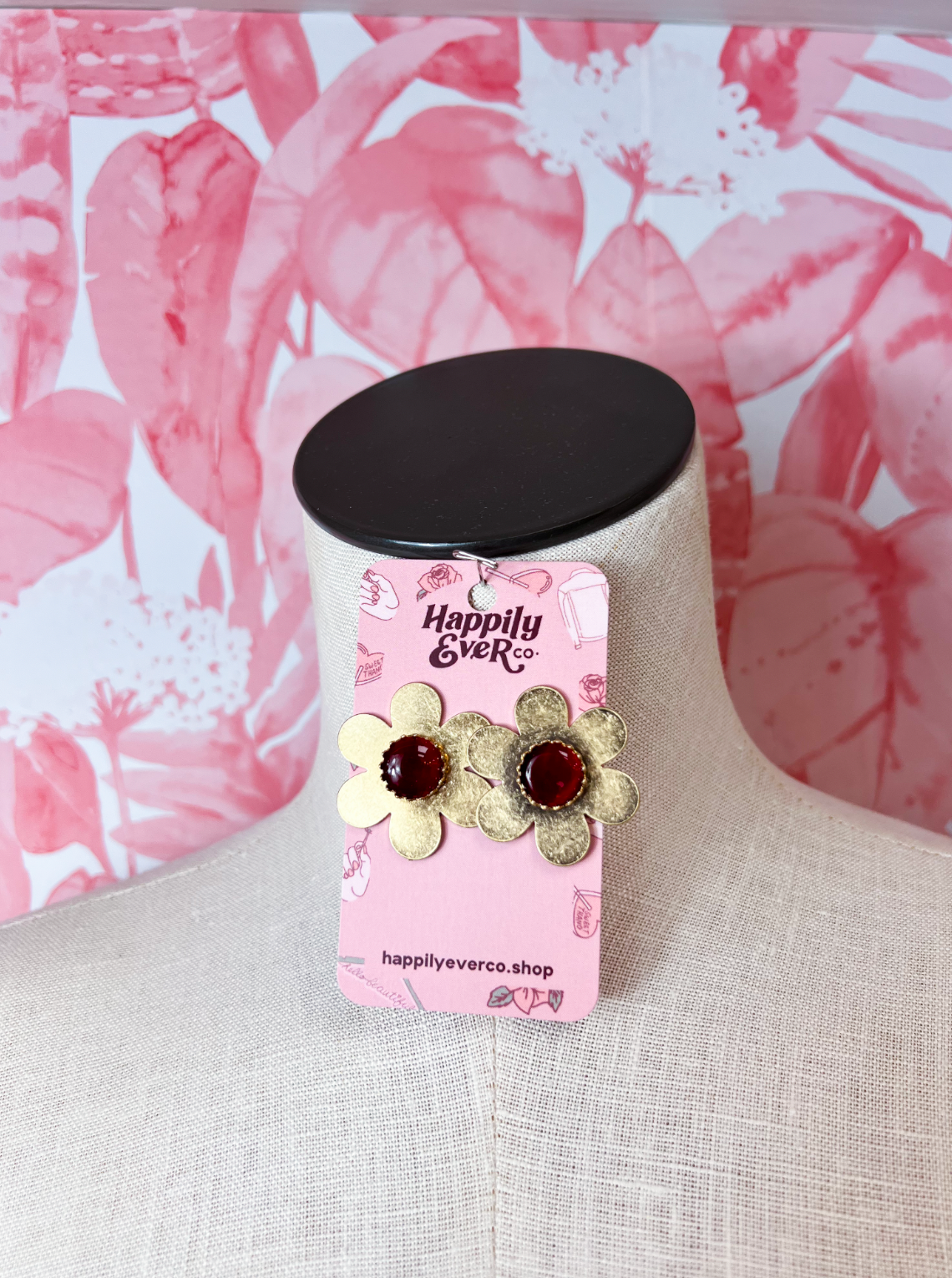 Stone Flower Statement Earrings - Gold *Final Sale*