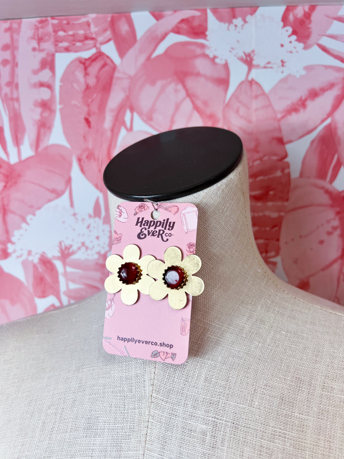 Stone Flower Statement Earrings - Gold *Final Sale*