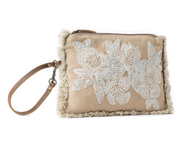 Myra | Meadow Lace Embroided Pouch in Ivory Bloom  *FINAL SALE*