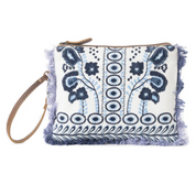 Myra | Mynora Sky Embroided Pouch in Artisanal Blue  *FINAL SALE*
