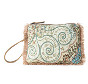 Myra | Mystic Meadow Embroidered Pouch in Boho Blue *FINAL SALE*