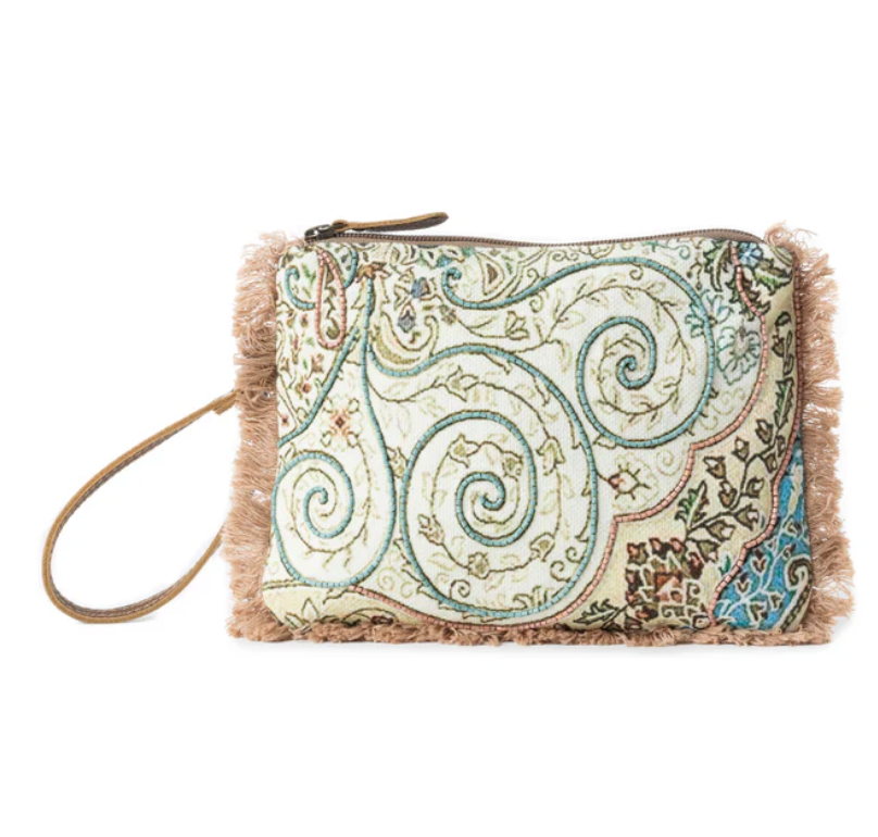Myra | Mystic Meadow Embroidered Pouch in Boho Blue *FINAL SALE*