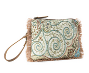 Myra | Mystic Meadow Embroidered Pouch in Boho Blue *FINAL SALE*