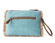Myra | Mystic Meadow Embroidered Pouch in Boho Blue *FINAL SALE*