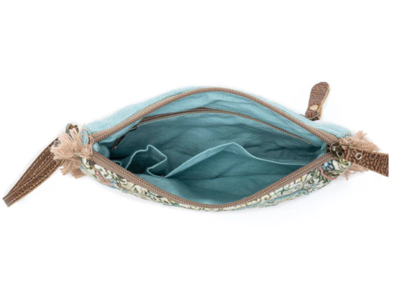 Myra | Mystic Meadow Embroidered Pouch in Boho Blue *FINAL SALE*