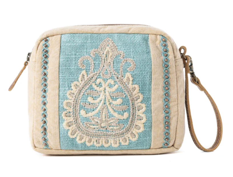 Myra | Azure Dune Canvas Pouch in Vintage Beige *FINAL SALE*