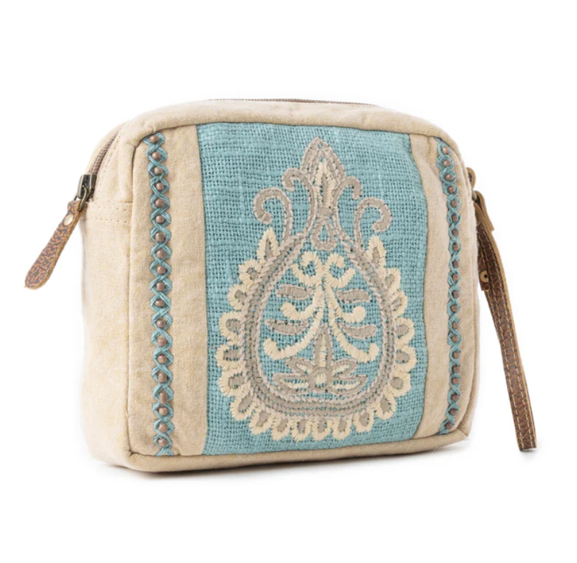 Myra | Azure Dune Canvas Pouch in Vintage Beige *FINAL SALE*