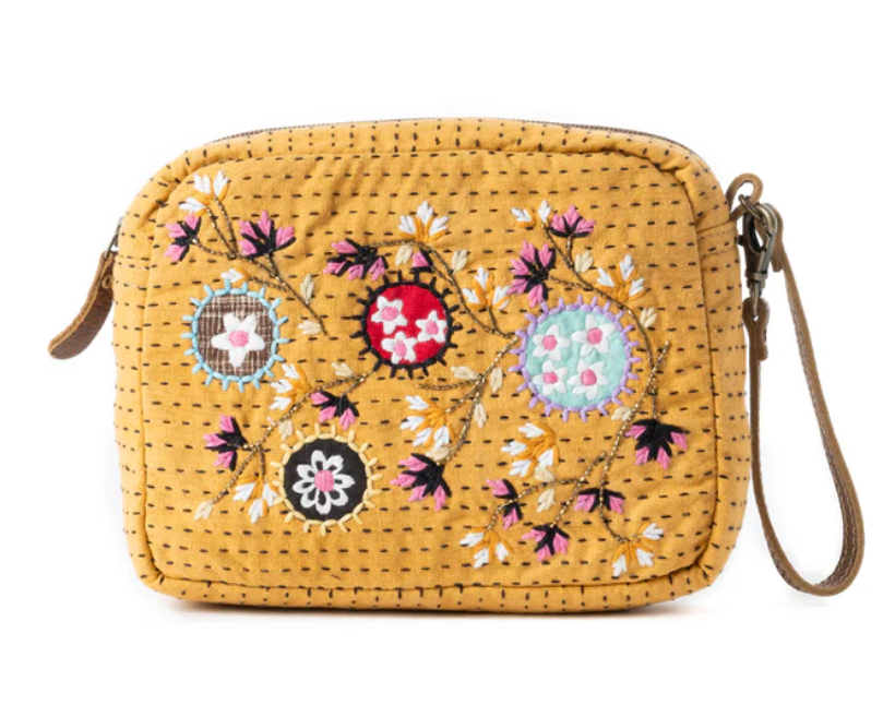 Myra | Daisy Pop Woven Pouch in Marigold Yellow *FINAL SALE*