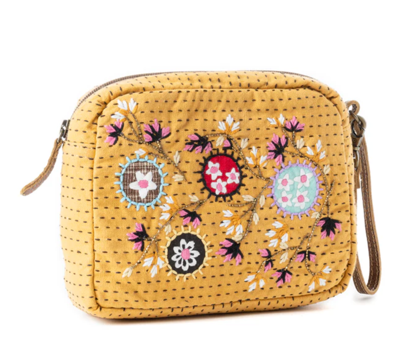 Myra | Daisy Pop Woven Pouch in Marigold Yellow *FINAL SALE*
