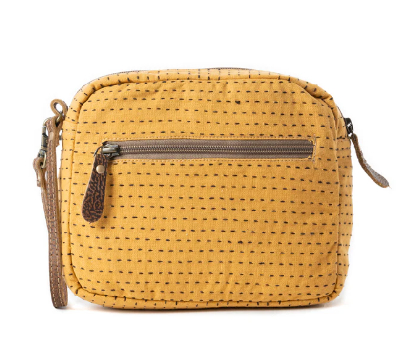 Myra | Daisy Pop Woven Pouch in Marigold Yellow *FINAL SALE*