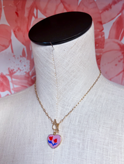 Porcelain Flower Heart Charm Toggle Necklace *Final Sale*