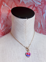 Porcelain Flower Heart Charm Toggle Necklace *Final Sale*