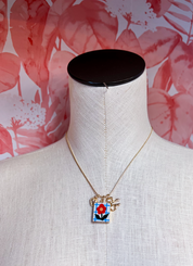 Porcelain Cluster Charm Bow Heart Necklace  *Final Sale*