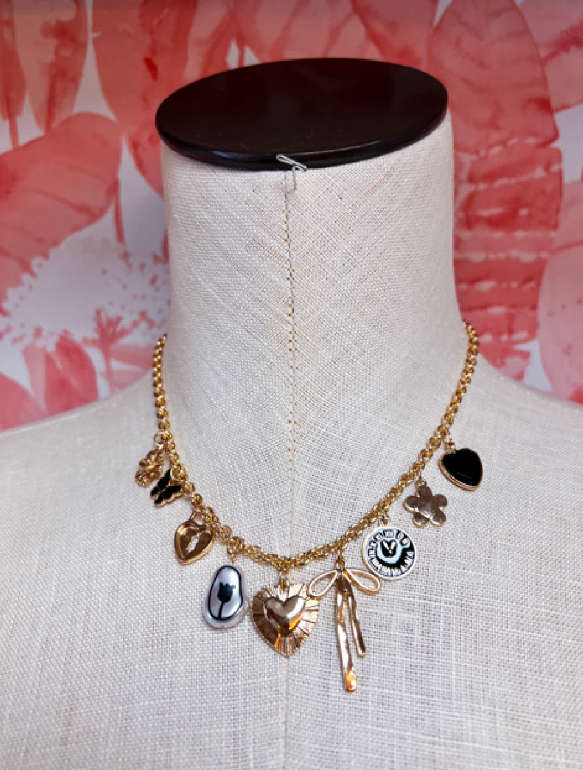 Heart Clock Bow Lock Charm Necklace  *Final Sale*