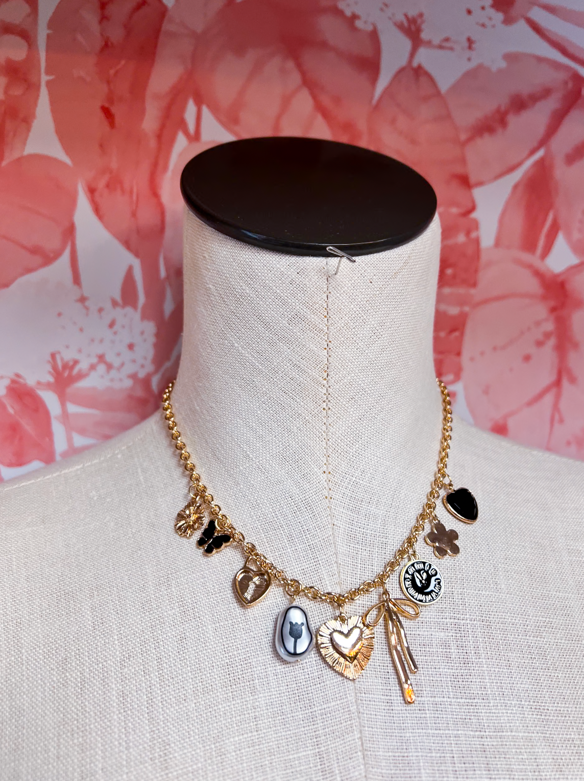 Heart Clock Bow Lock Charm Necklace  *Final Sale*