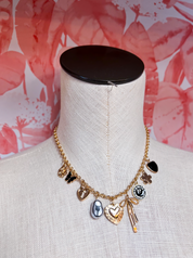 Heart Clock Bow Lock Charm Necklace  *Final Sale*