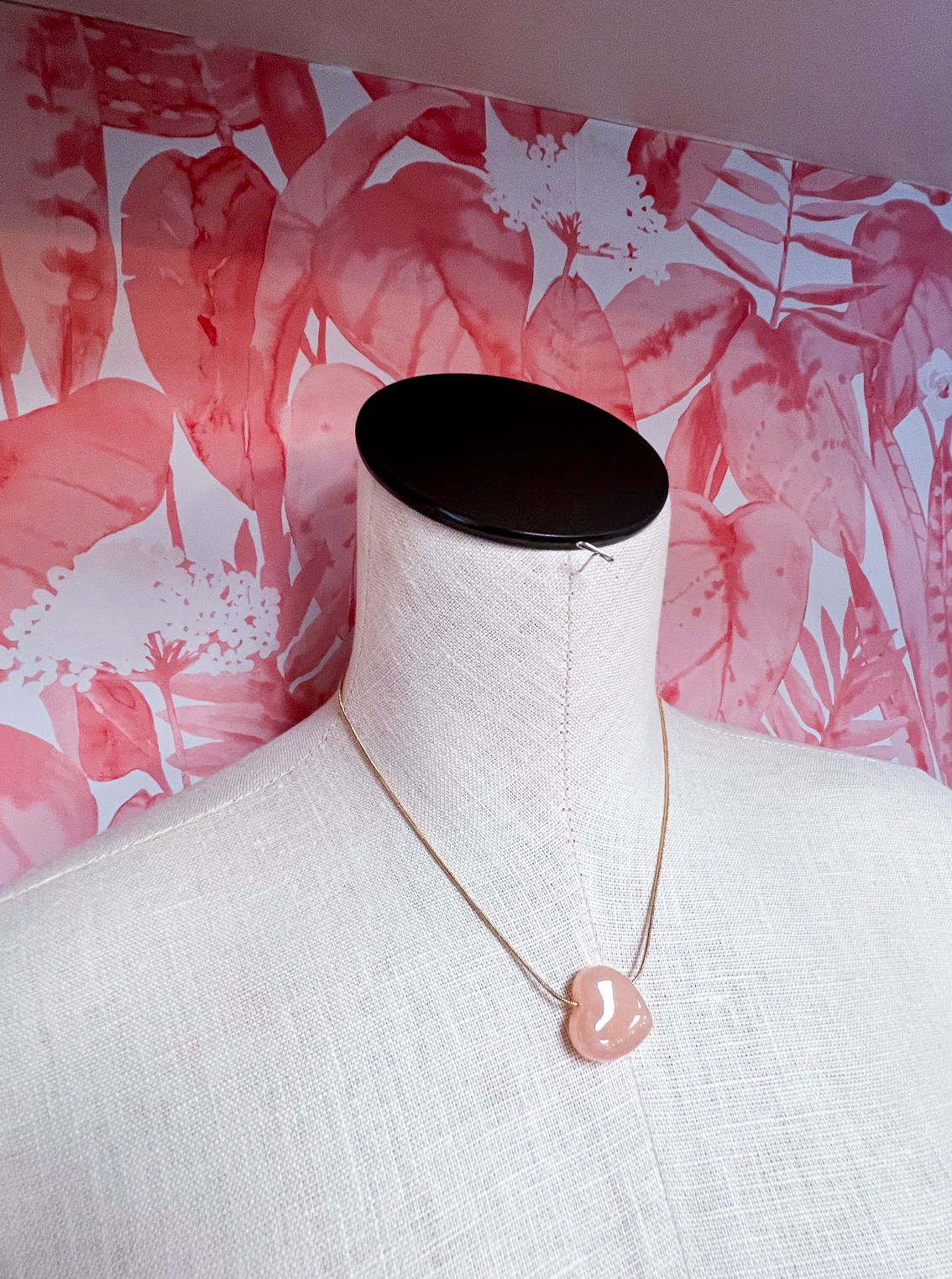 Rose Quartz Inspired Heart Charm Necklace *Final Sale*