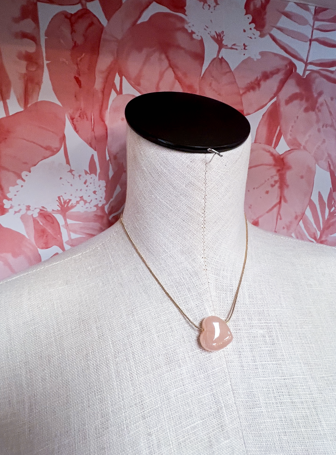 Rose Quartz Inspired Heart Charm Necklace *Final Sale*