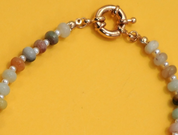 Natural Stone Charm Spring Clasp Beaded Necklace in Pearl  *Final Sale*